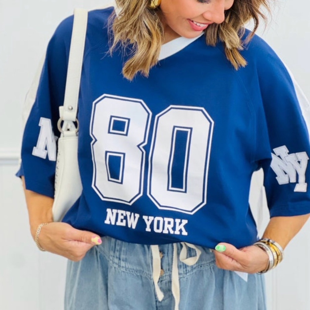 Blue New York Graphic Women's Top